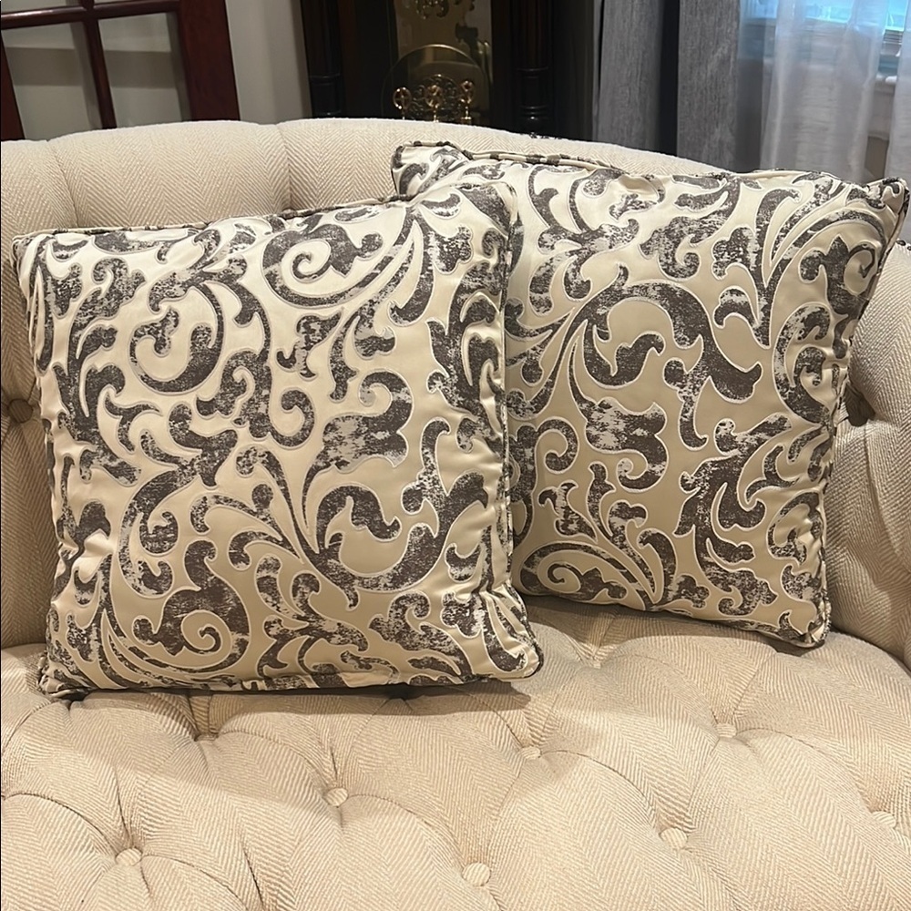 Elegant Cream and Gray Decorative Pillows
